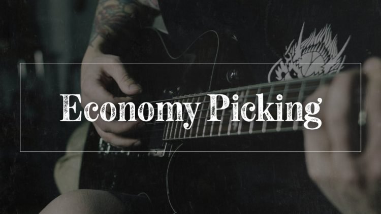 Guy picking an electric guitar